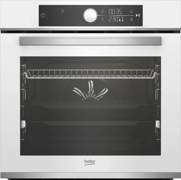 Электрический духовой шкаф Beko BBIM13400WSE, объем 72 л, дисплей, телескопические направляющие