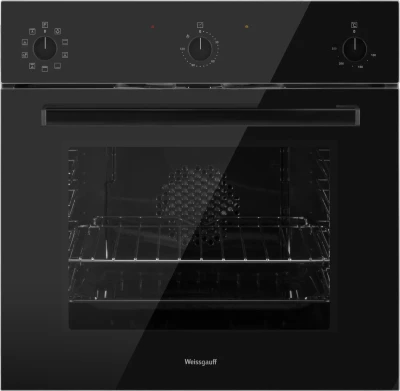 Духовой шкаф Weissgauff EOV 206 SB Black Edition, чёрный,  64 л, эмаль легкой очистки, переключатели поворотные