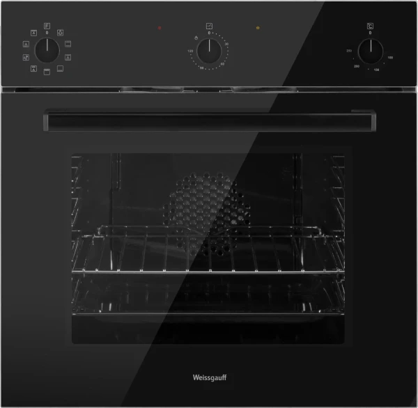 Духовой шкаф Weissgauff EOV 206 SB Black Edition, чёрный,  64 л, эмаль легкой очистки, переключатели поворотные