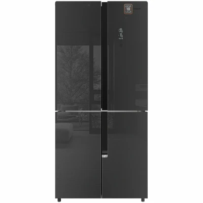 Холодильник Weissgauff WCD 450 Inox Glass NoFrost Inverter, 468 л, No Frost, 83х183.40х66.20 см