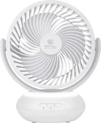 Вентилятор ROYAL CLIMA RSF-0701E-WT, настольный портативный бесшумный мини с подсветкой, зарядка USB, белый