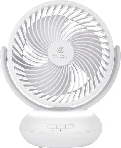 Вентилятор ROYAL CLIMA RSF-0701E-WT, настольный портативный бесшумный мини с подсветкой, зарядка USB, белый