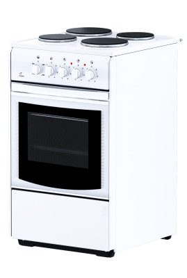 Электрическая кухонная плита Flama AE 1403 W, белая, эмаль, управление механическое, традиционная очистка