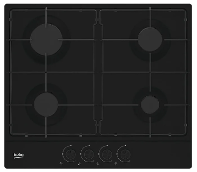 Варочная панель BEKO HIAG 64223 B, газовая, черная, 4 конфорки, механическое управление
