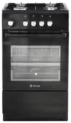 Газовая плита De Luxe 5040.48Г Щ-011, черная, традиционная очистка, тип управления поворотный