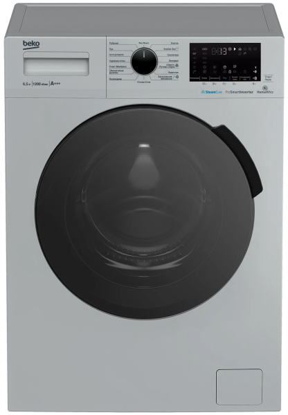 Стиральная машина BEKO WSPE6H616S,  6,5 кг, 1200об/мин, инверторная, с фронтальной загрузкой, с паром, серебристая