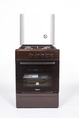 Газовая плита VESTA BERGAMO VGG 10-G коричневая, электроподжиг, 4 конфорки, эмалированная, 65 л, газ-контроль духовки, традиционная очистка 