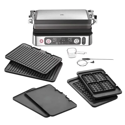 Электрогриль Braun MultiGrill 9 Pro CG9167, мощность 2200Вт, 3 режима, двусторонний, серебристый.