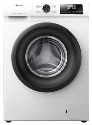 Стиральная машина фронтальная Hisense WFQP7012VM белый/черный (пар, дозагрузка)