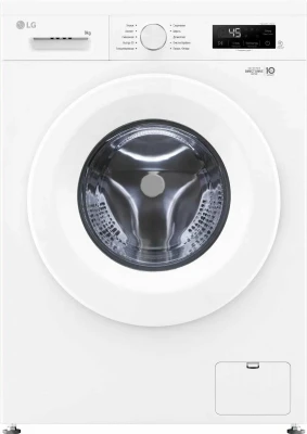 Стиральная машина LG F2Y1VS3W, белая, с паром, 9кг, 1200об/мин, инверторная, с фронтальной загрузкой