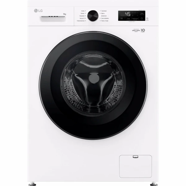 Стиральная машина LG F2Y1VS6W, белая, с фронтальной загрузкой, 9кг, 1200об/мин, инверторная