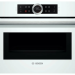 Компактный электрический духовой шкаф Bosch CMG633BW1, белый, Serie 8, переключатель Control Ring, 7 режимов, с СВЧ, традиционная очистка