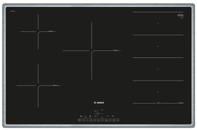 Индукционная варочная панель Bosch PXV845FC1E, цвет панели черный, цвет рамки серебристый