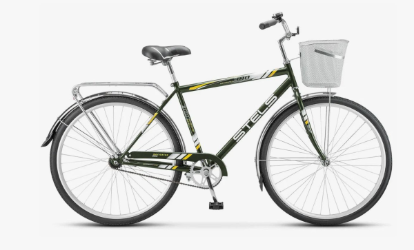 Велосипед STELS Navigator-300 С 28" Z010 LU101059 LU094715 20" Оливковый 2023 +корзина