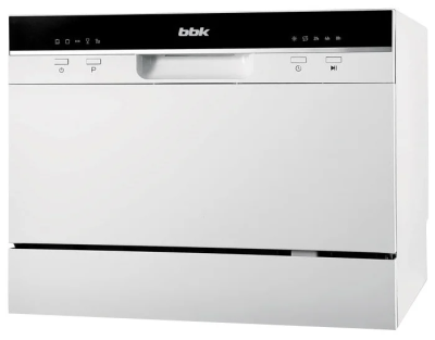 Компактная посудомоечная машина BBK 55-DW011, 6 комплектов, сушка конденсационная, 5 температурных режимов
