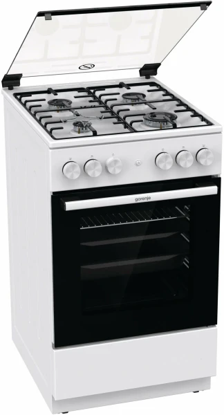 Газовая плита Gorenje GGI5A21WH, белый, 4 конфорки, электроподжиг, эмаль SilverMatte, газ-контроль, 67 л