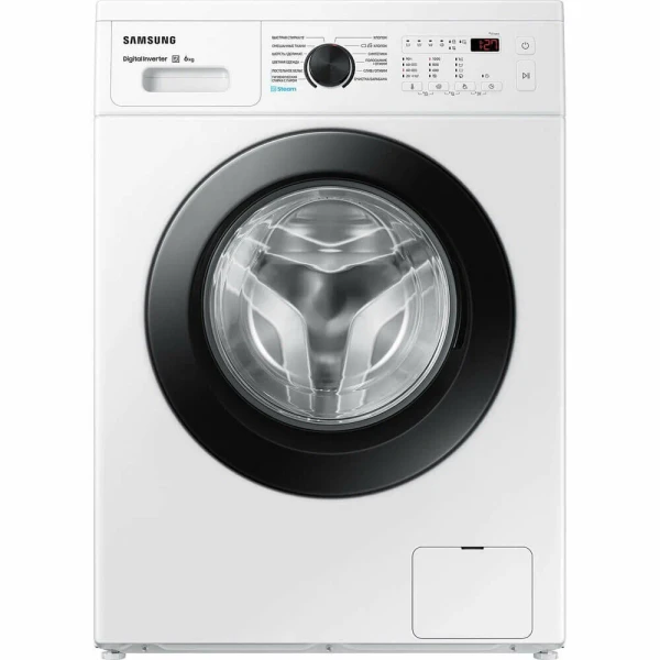 Стиральная машина Samsung WW60AG4S00CELP, белая, 6кг, 1000 об/мин, инверторная, с паром