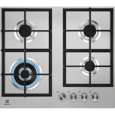 Газовая варочная панель Electrolux KGU64361X, 4 конфорки, нержавеющая сталь, электроподжиг, газ-контроль