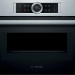 Компактный электрический духовой шкаф Bosch CMG633BS1, чёрный/серебристый, Serie 8, переключатель Control Ring, 7режимов, с СВЧ, традиционная очистка 