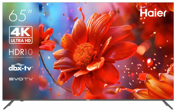 65" Телевизор Haier 65 Smart TV S2, чёрный, 4K UHD, Android TV, LED, 60 гц, Smart TV