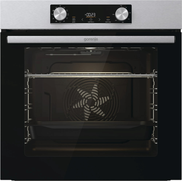 Электрический духовой шкаф Gorenje BO6735E02XK, серебристый, 11 режимов, очистка паром AquaClean, механическое управление