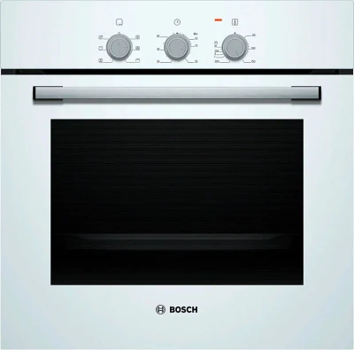 Духовой шкаф Bosch HBF011BV0Q Serie 2, белый, 66 л, 5 режимов, традиционная очистка 