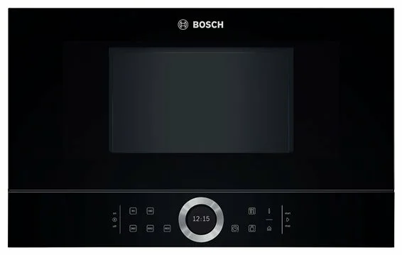 Микроволновая печь встраиваемая Bosch BFR634GB1, черная, Serie 8, 21 л, 7 программ, 5 уровней мощности