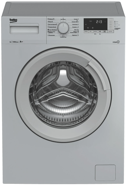 Стиральная машина Beko WSRE6512ZSS, серебристый,  15 программ, 6 кг, 1000 об/мин, с дисплеем