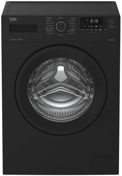 Стиральная машина Beko WSRE6512ZAA, антрацит, с паром, 6кг, 1000об/мин, 15 программ