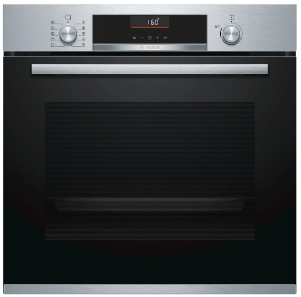 Электрический духовой шкаф Bosch HBG536HS0R, нержавеющая сталь, Serie 6, EcoClean, утапливаемые переключатели, 7режимов, телескопические направляющие