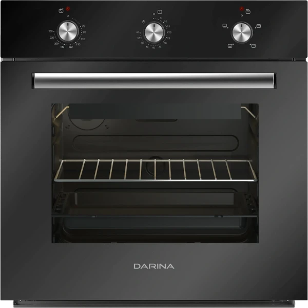 Духовой шкаф Darina 1U BDE 111 701 AT, антрацит/стекло черное,  50 л, эмаль легкой очистки, переключатели поворотные, 4 программы 