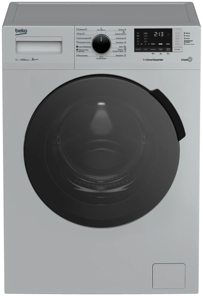 Стиральная машина Beko RSPE78612S, серый, 15 программ, 7 кг, 1200 об/мин,  инверторная, с паром