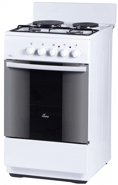 Комбинированная плита Flama RK 2201 W, белая, конфорок газовых - 2 шт, электрических - 2 шт, традиционная очистка