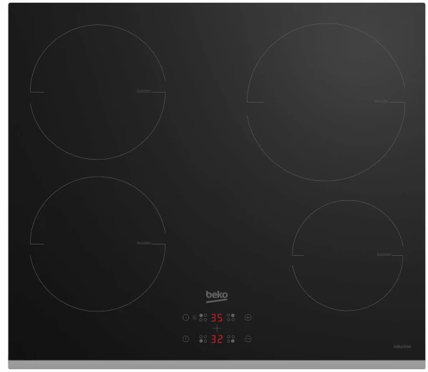 Варочная панель BEKO HII 64401 MTX,черная, индукционная, сенсорные переключатели, количество конфорок 4
