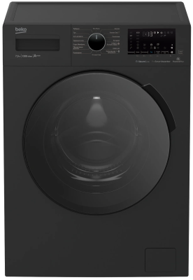 Стиральная машина Beko WSPE7H616A, с паром,  7,5 кг, 15 программ, антрацит, инверторная, 1200 об/мин