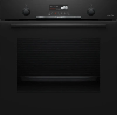 Электрический духовой шкаф Bosch HBG4795B1S, Serie 6, чёрный, 7 режимов, пиролитическая очистка, телескопические направляющие