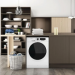Стиральная машина узкая Hotpoint NSD 8249 D AVE RU, белая, 8кг, 1200об/мин, инверторная, с фронтальной загрузкой, с паром