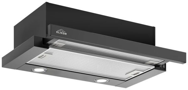 Встраиваемая вытяжка ELIKOR Интегра Glass 60 (400), цвет корпуса черный/черное стекло, цвет окантовки/панели черный