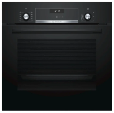 Электрический духовой шкаф Bosch HBJ558YB0Q, Serie 6, чёрный, EcoClean, 8 режимов, утапливаемые переключатели, телескопические направляющие