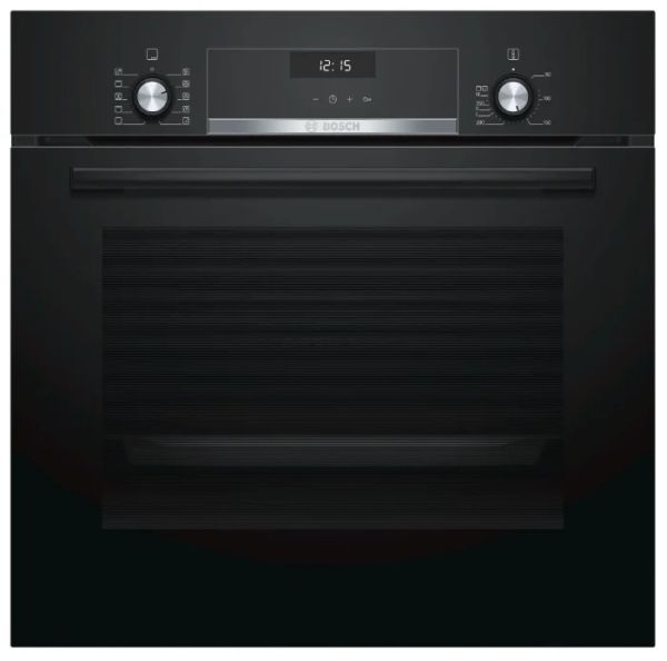 Электрический духовой шкаф Bosch HBJ558YB0Q, Serie 6, чёрный, EcoClean, 8 режимов, утапливаемые переключатели, телескопические направляющие