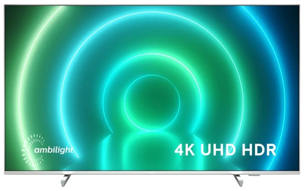 43" Телевизор Philips 43PUS7956/60 HDR (2021), светло-серебристый