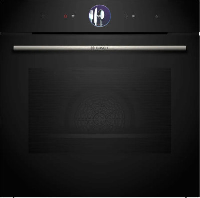 Электрический духовой шкаф с паром Bosch HRG7361B1, черный, Serie 8, гидролизная очистка, 14 автоматических программ