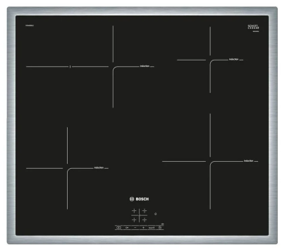 Индукционная варочная панель Bosch PIF645BB1E, цвет панели черный, цвет рамки серебристый