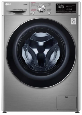 Стиральная машина с сушкой LG AI DD F4V5VG2S, темно-серебристый, загрузка стирки 9 кг, для сушки 6 кг, программ 14