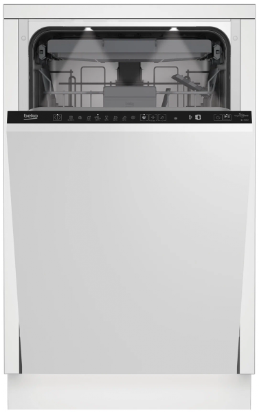 Встраиваемая посудомоечная машина Beko BDIS38120Q, 8 программ, белая, конденсационная, сенсорное управление, 3 уровня мытья посуды 