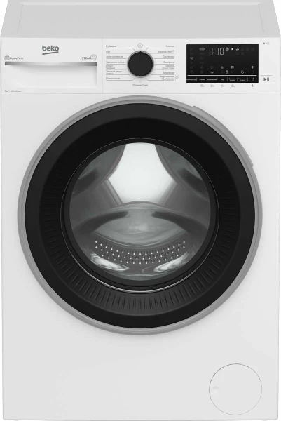Стиральная машина Beko B3WFR572WB, белая, с фронтальной загрузкой, с паром, 7кг, 1200об/мин, инверторная