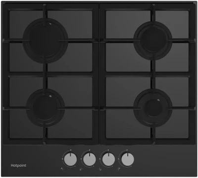 Газовая варочная панель Hotpoint HG 61F/BK, материал рабочей поверхности закаленное стекло, газ-контроль 