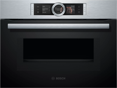 Компактный электрический духовой шкаф Bosch CMG636BS1, Serie 8, нержавеющая сталь, EcoClean, с СВЧ, переключатель Control Ring