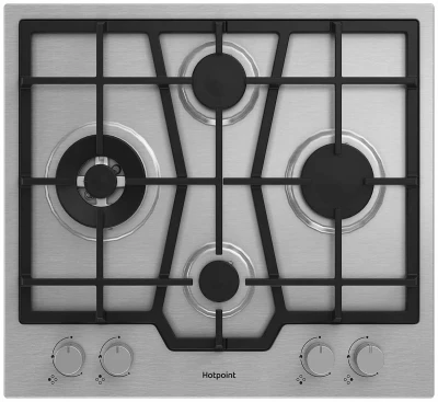 Газовая варочная панель Hotpoint HGMT 643 W I, чугунные решетки, газ-контроль конфорок, электроподжиг