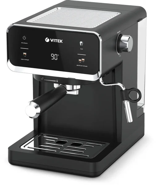 Кофеварка рожковая VITEK VT-1516, черный, 1470 Вт, 15 бар, 1650 мл